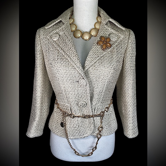 Wool Blend Tweed Cropped Jacket. B31 - Picture 1 of 16